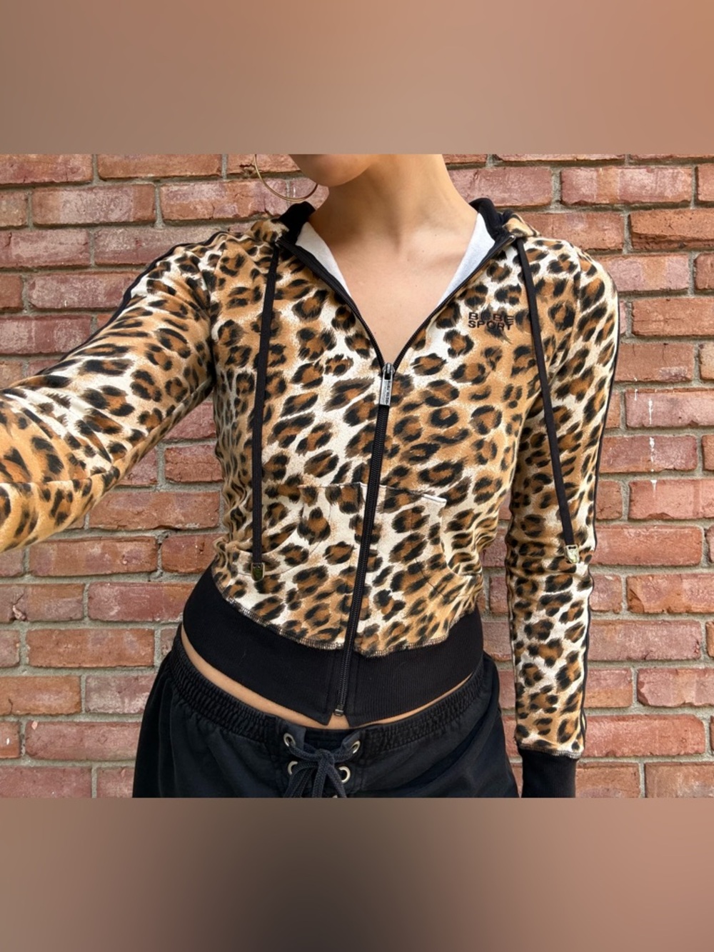 Vintage Y2K Bebe sport cheetah leopard zip up